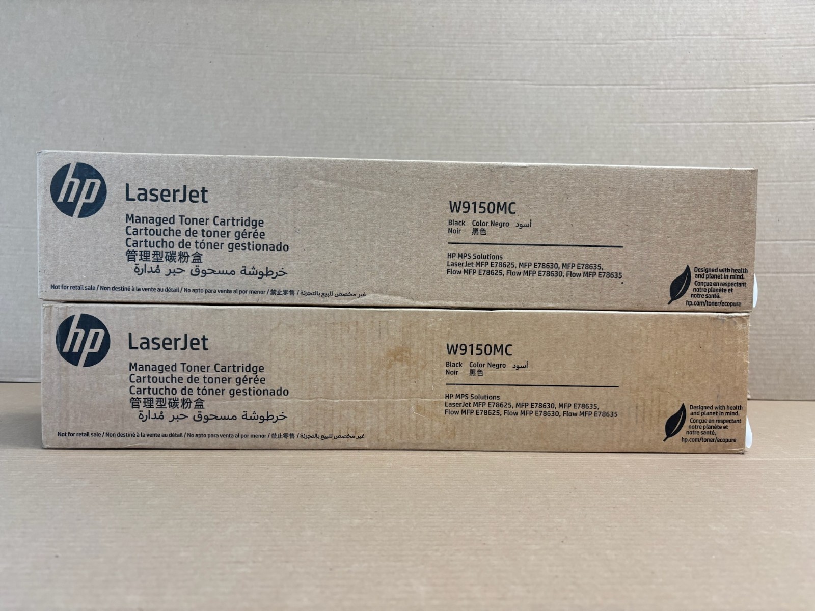 2 New Genuine HP MFP E78625,  E78630, E78635 Black Toners W9150MC