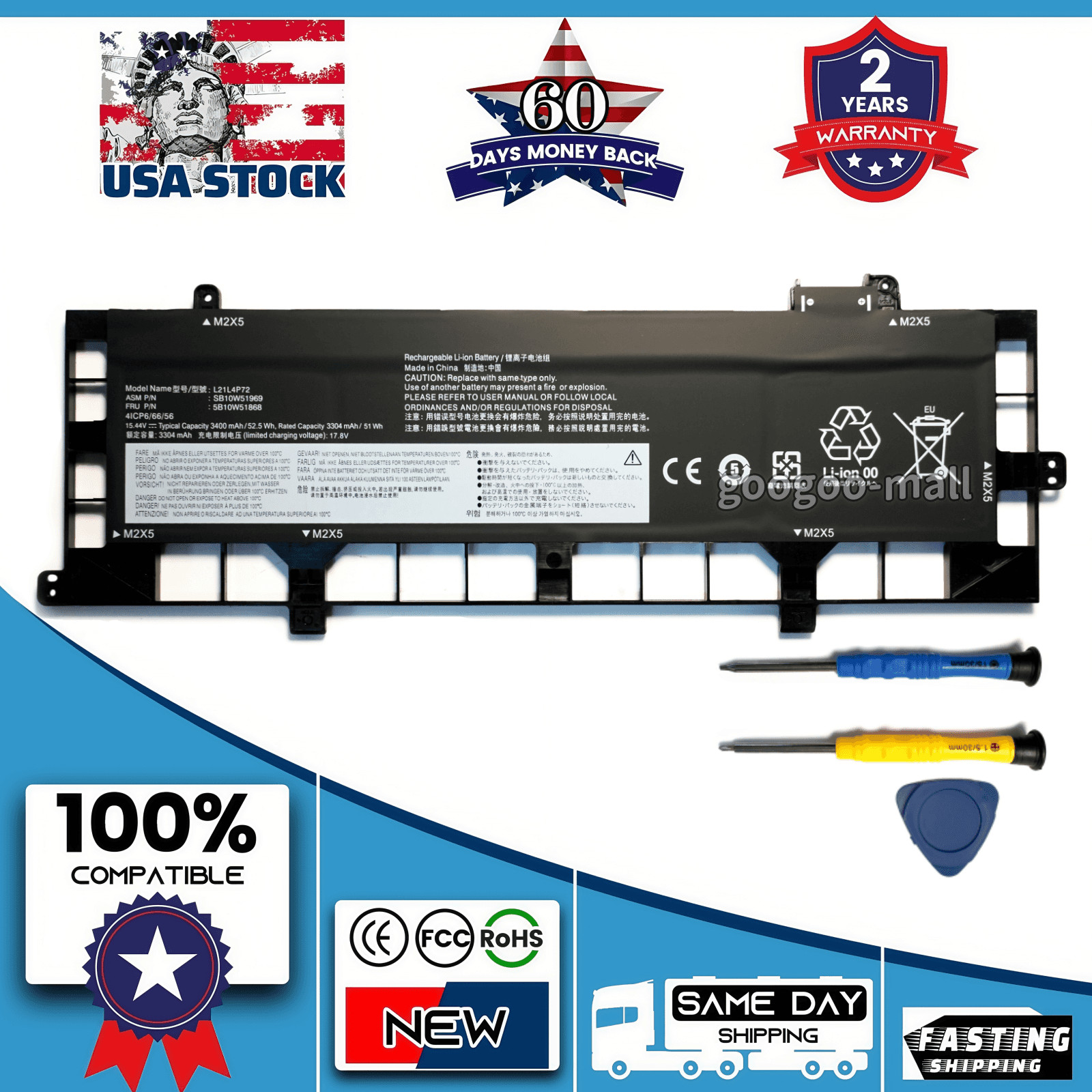 New L21D4P72 L21L4P72 L21M4P73 5B10W51868 Battery for Lenovo ThinkPad T16 Gen 1