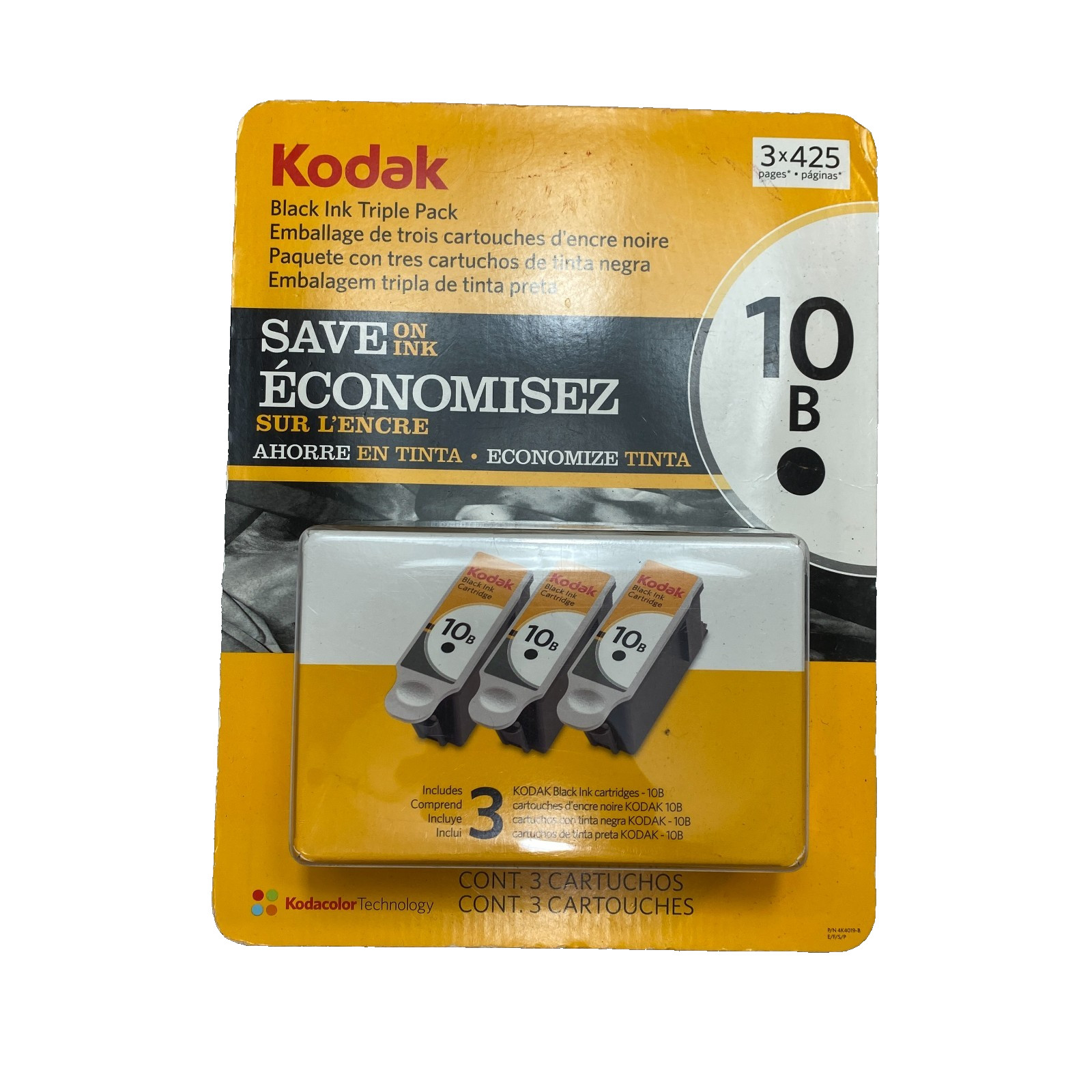 Kodak 10B Black Ink Triple Pack - 3 × 425 Pages NEW