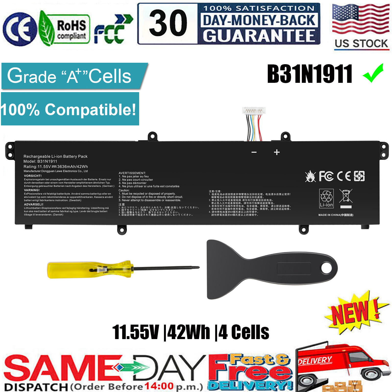 ✅B31N1911 C31N1911 Battery for ASUS VivoBook Flip TP420 TM420 TP470 TM420UA 42Wh