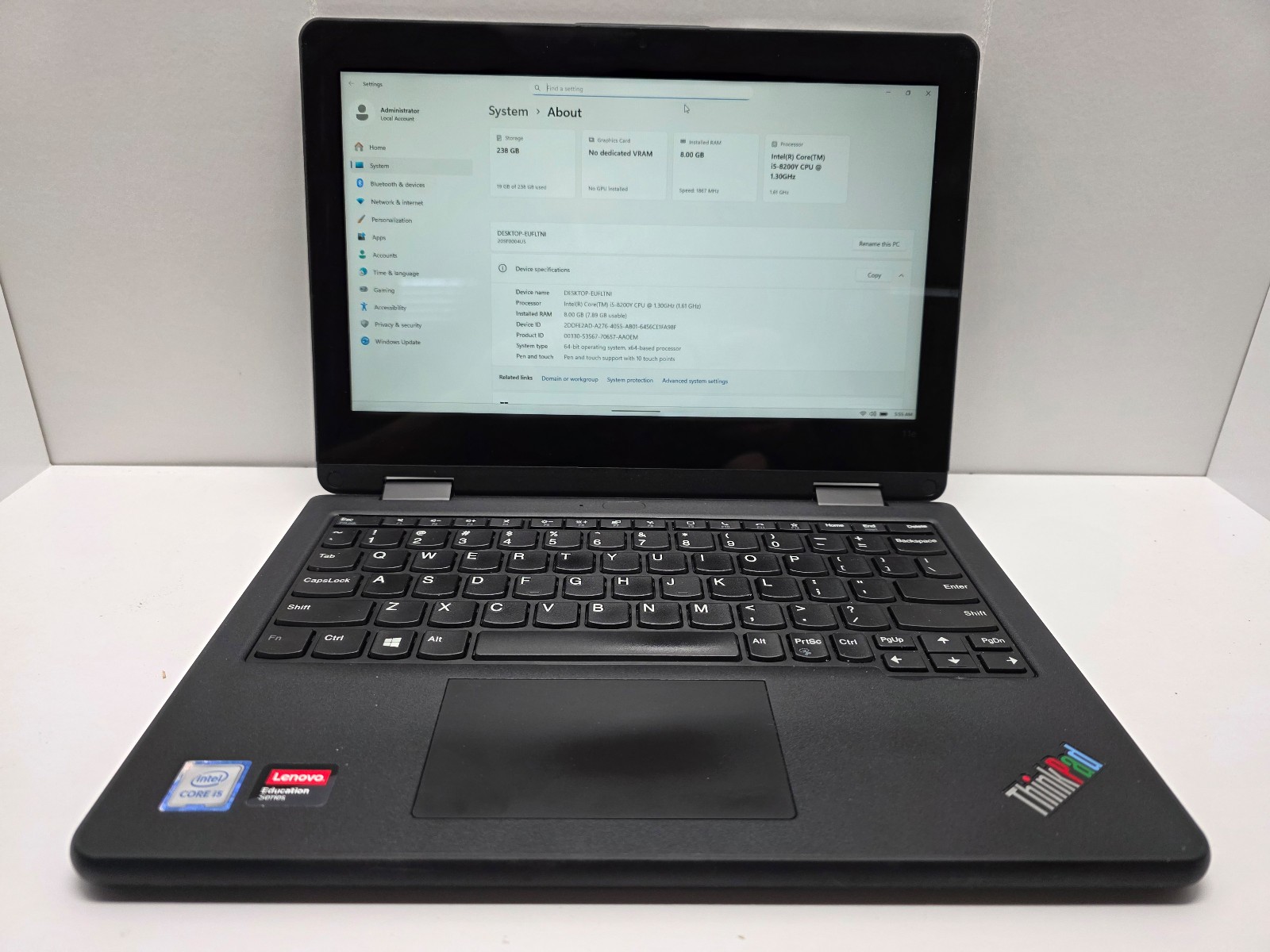 Lenovo ThinkPad 11e Yoga Gen6 -8gb RAM -238gb i5-8200Y W11 Power Supply Included