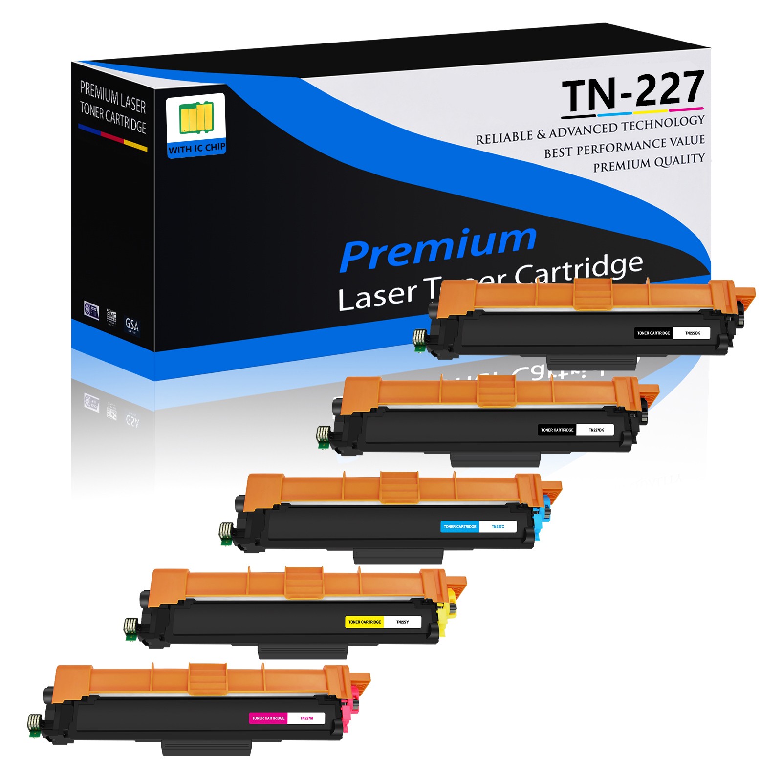 5PK TN227 B/C/M/Y Toner Color Set for Brother MFC-L3710CW HL-L3210CW Printer