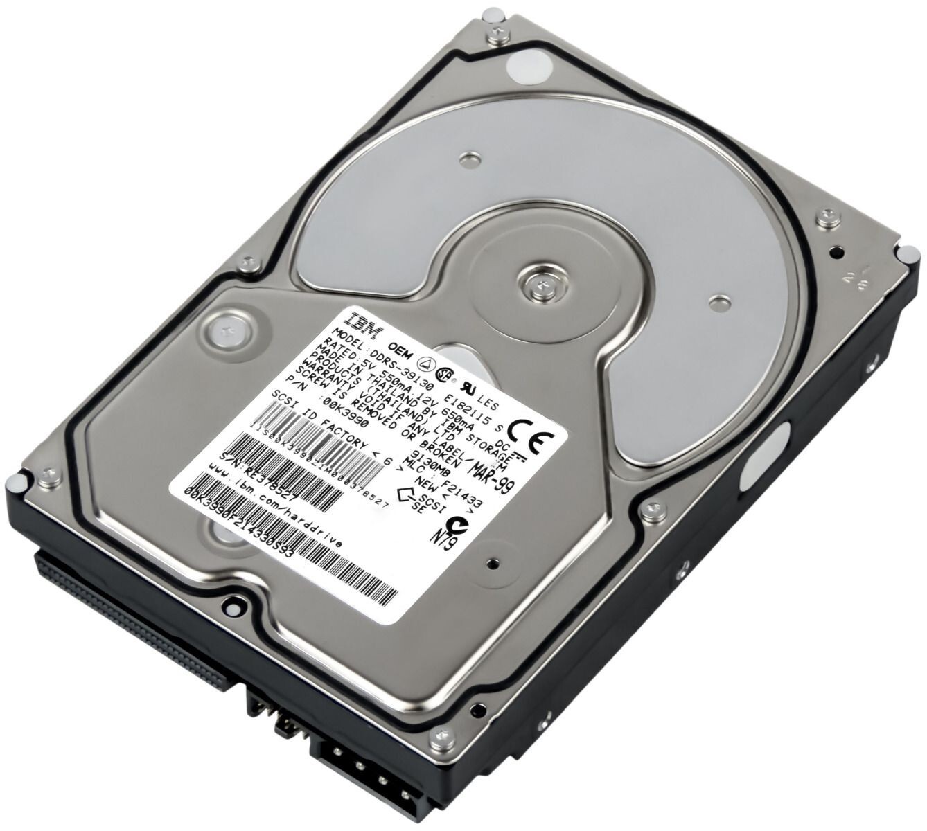 HARD DRIVE IBM ULTRA.9ES 00K3990 DDRS-39130 9.1GB 7200RPM 68-pin SCSI 3.5''