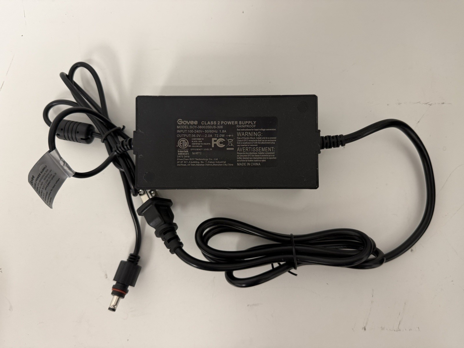 Govee SOY-3600200US-306 OEM Power Supply Adapter US Stock
