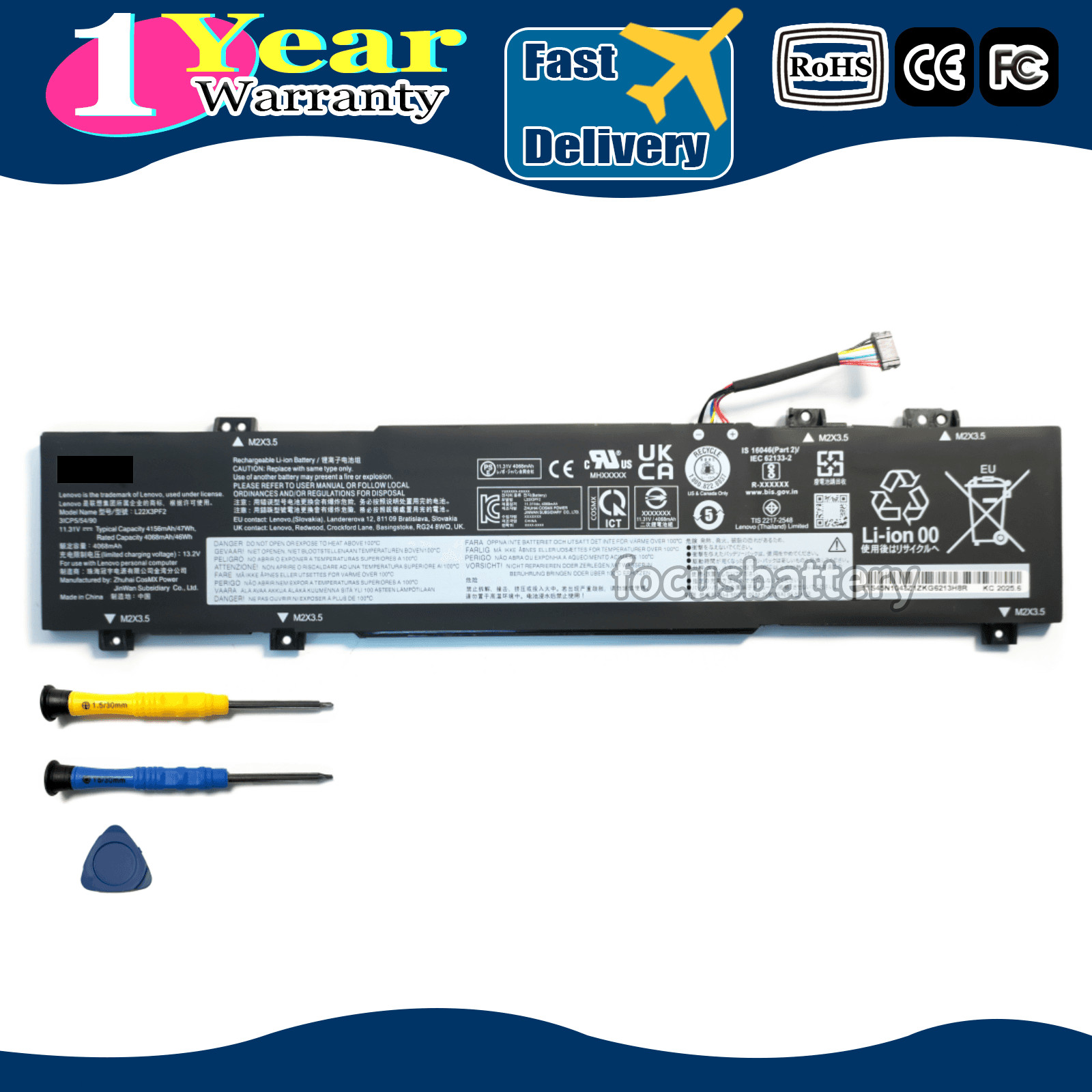 New Genuine OEM L22X3PF2 L22B3PF2 Battery for Lenovo IdeaPad Slim 3 15IRH8 16ABR