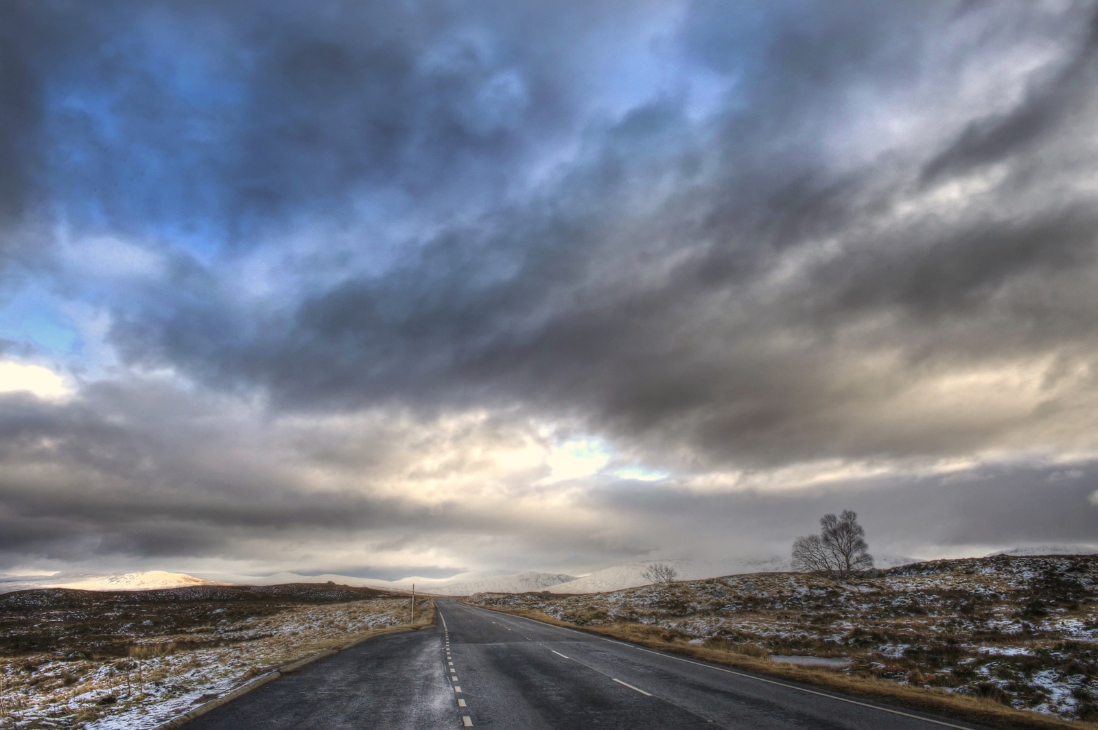 Landscape scotland road clouds asphalt sky Custom Gaming Mat Desk
