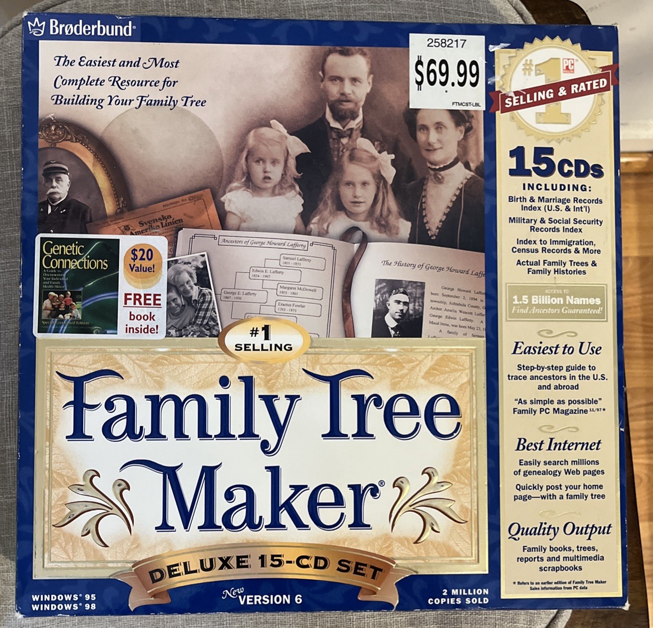 Family Tree Maker Deluxe - 15-CD Set & Book - Version 6 - Broderbund - Win 95/98