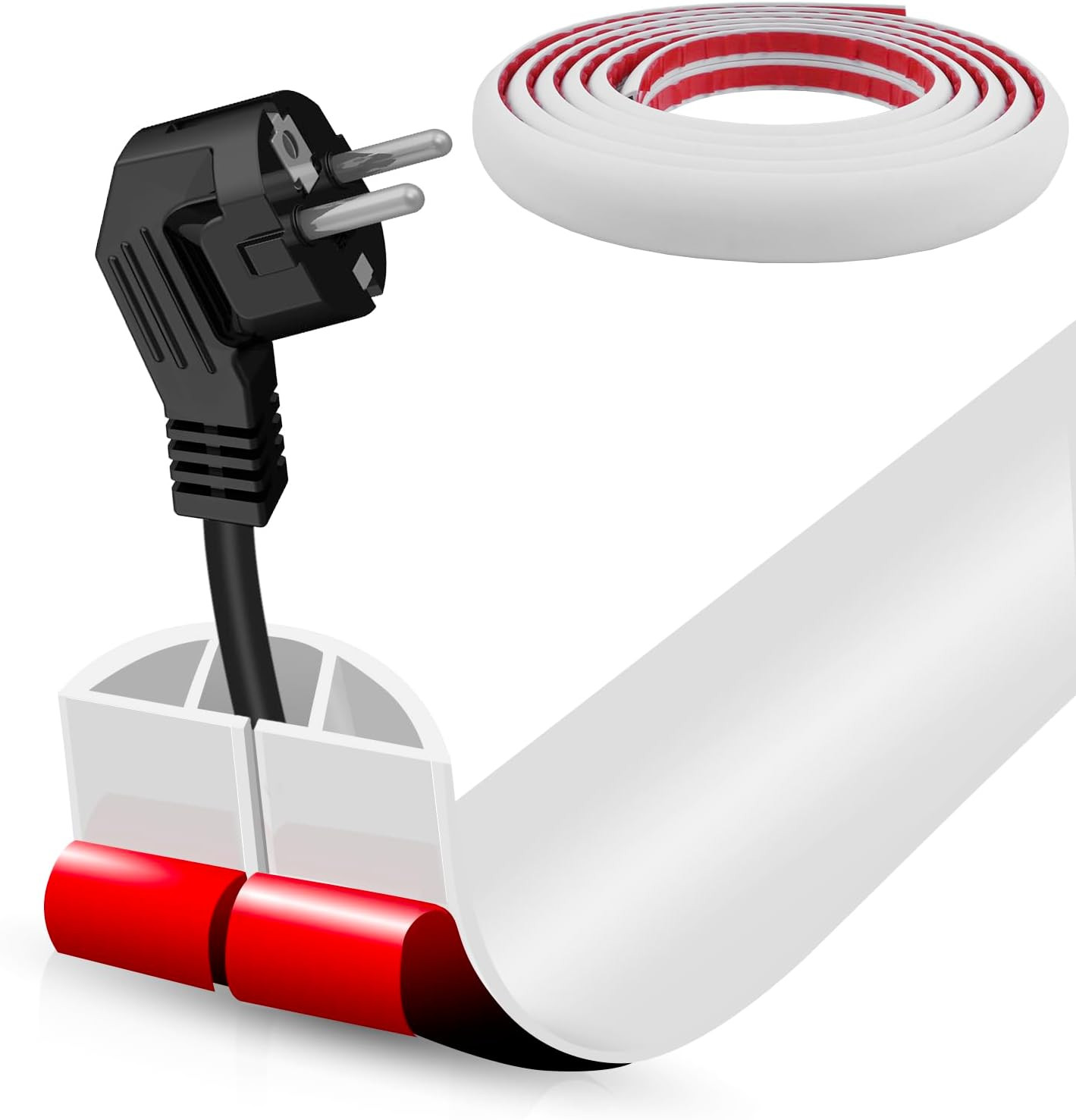 10FT Floor Cord Cover Cable Hider Self Adhesive Wire Protector for Office Gym