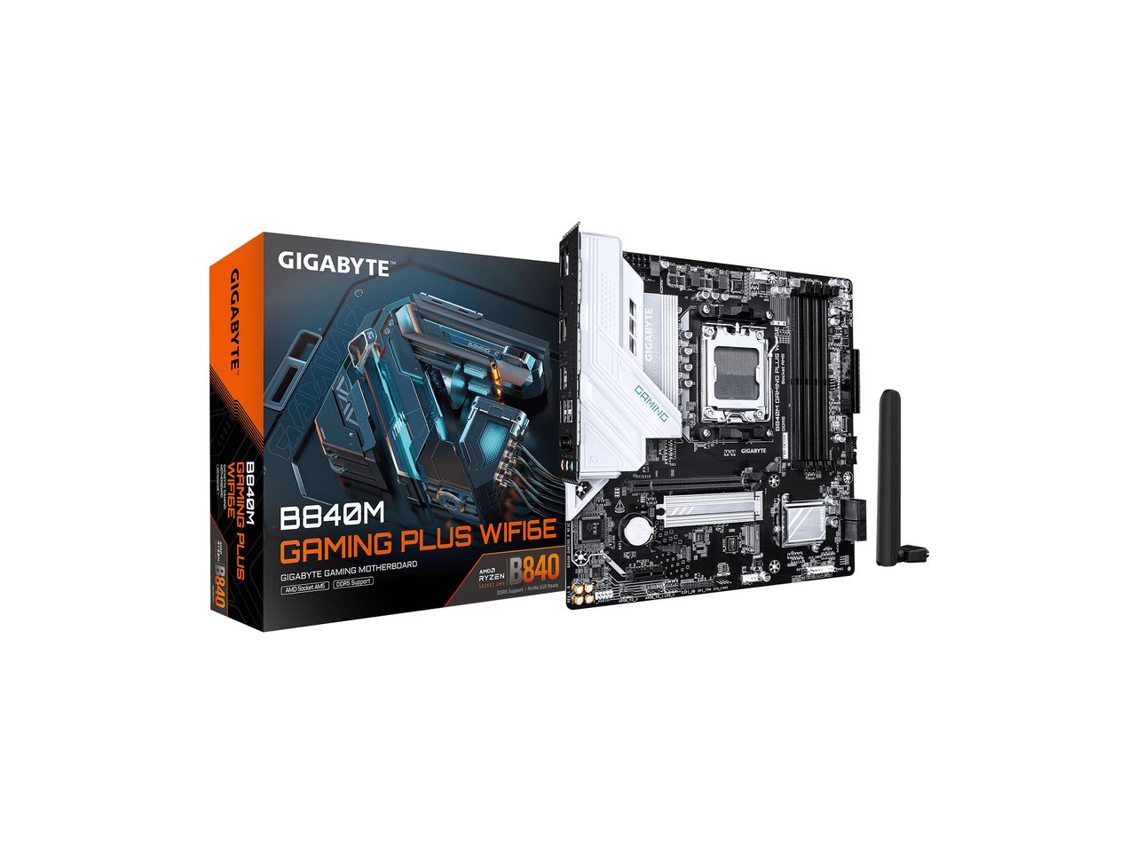 GIGABYTE B840M GAMING PLUS WIFI6E AMD AM5 mATX Motherboard, Support Ryzen