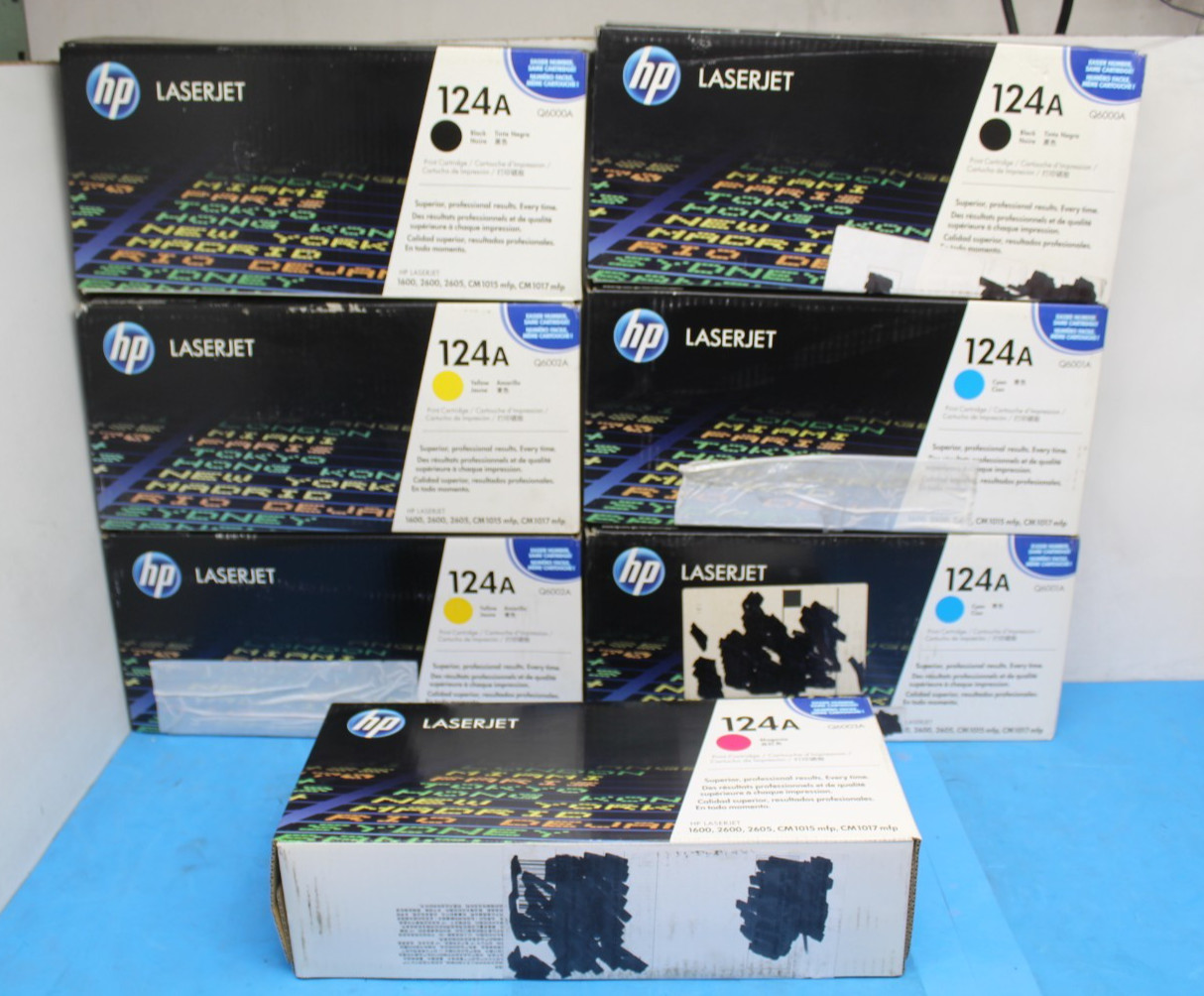 LOT-7 Genuine HP 124A 2xQ6000A-B 2xQ6001A-C 2xQ6002A-Y 1xQ6003A-M Toner NEW T9C5