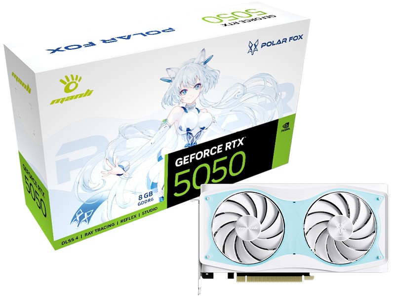 Manli Polar Fox GeForce RTX 5050 OC 8GB GDDR6 GPU Graphics Card