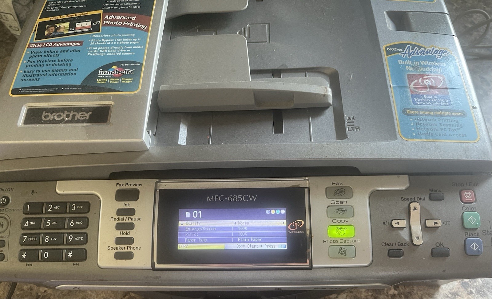 Brother MFC-685CW Color Photo Multi-Function Center - Tested Working
