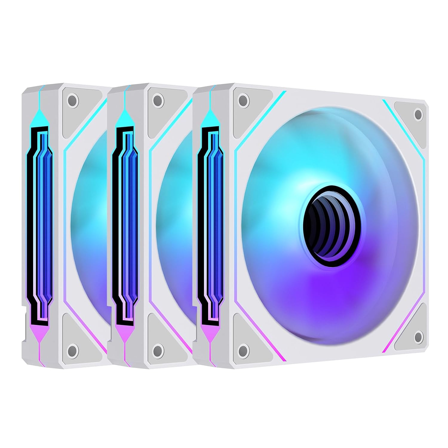 3 Pack Jungle Leopard Prism4 Pro X3 120mm ARGB Reverse Case Fans White