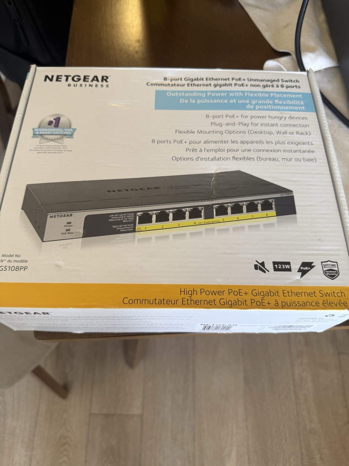 NETGEAR GS108PP 8-Port Gigabit Ethernet PoE+ Unmanaged Switch with FlexPoE...