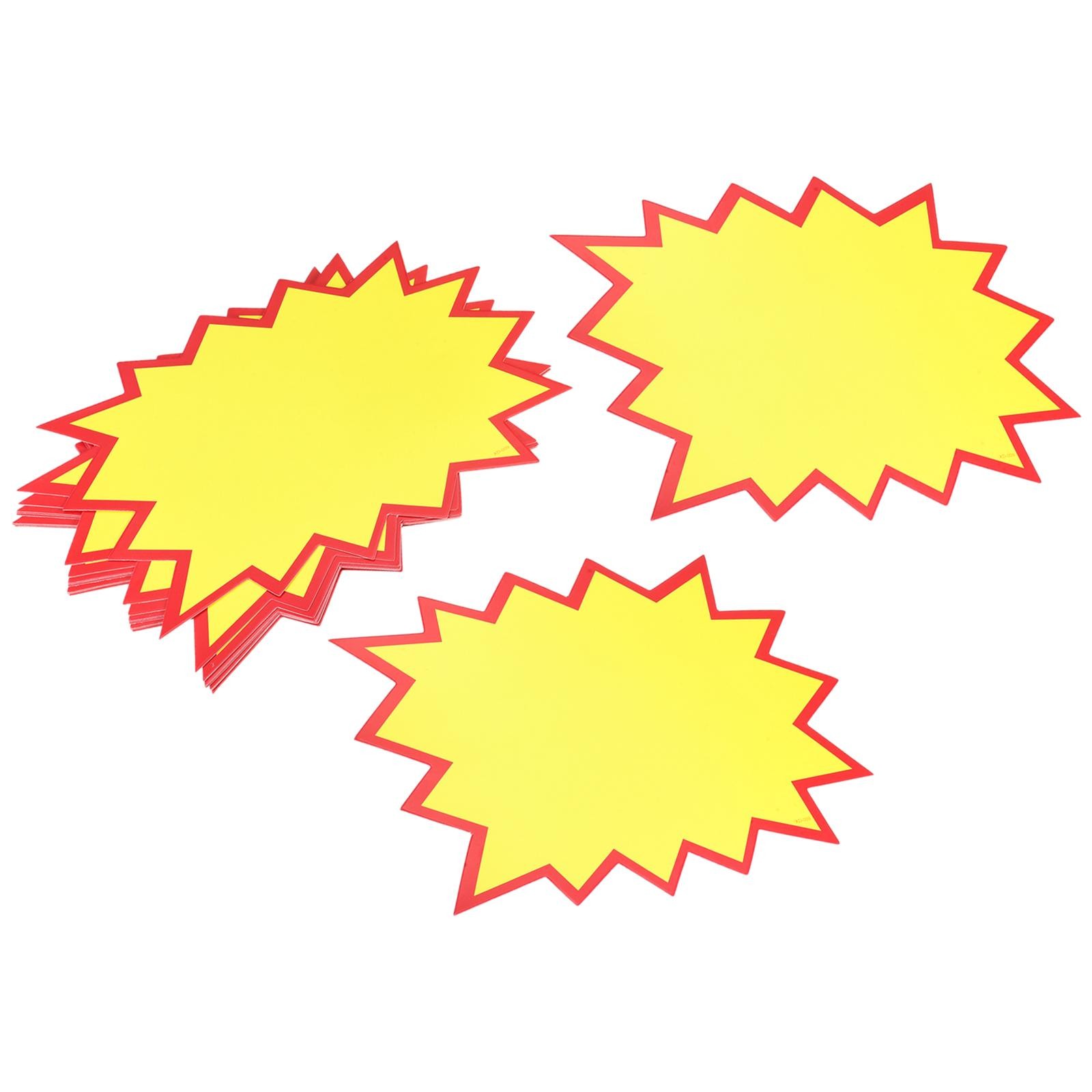 Star Burst Sale Signs Price Label Paper 180x140mm Yellow, 100pcs