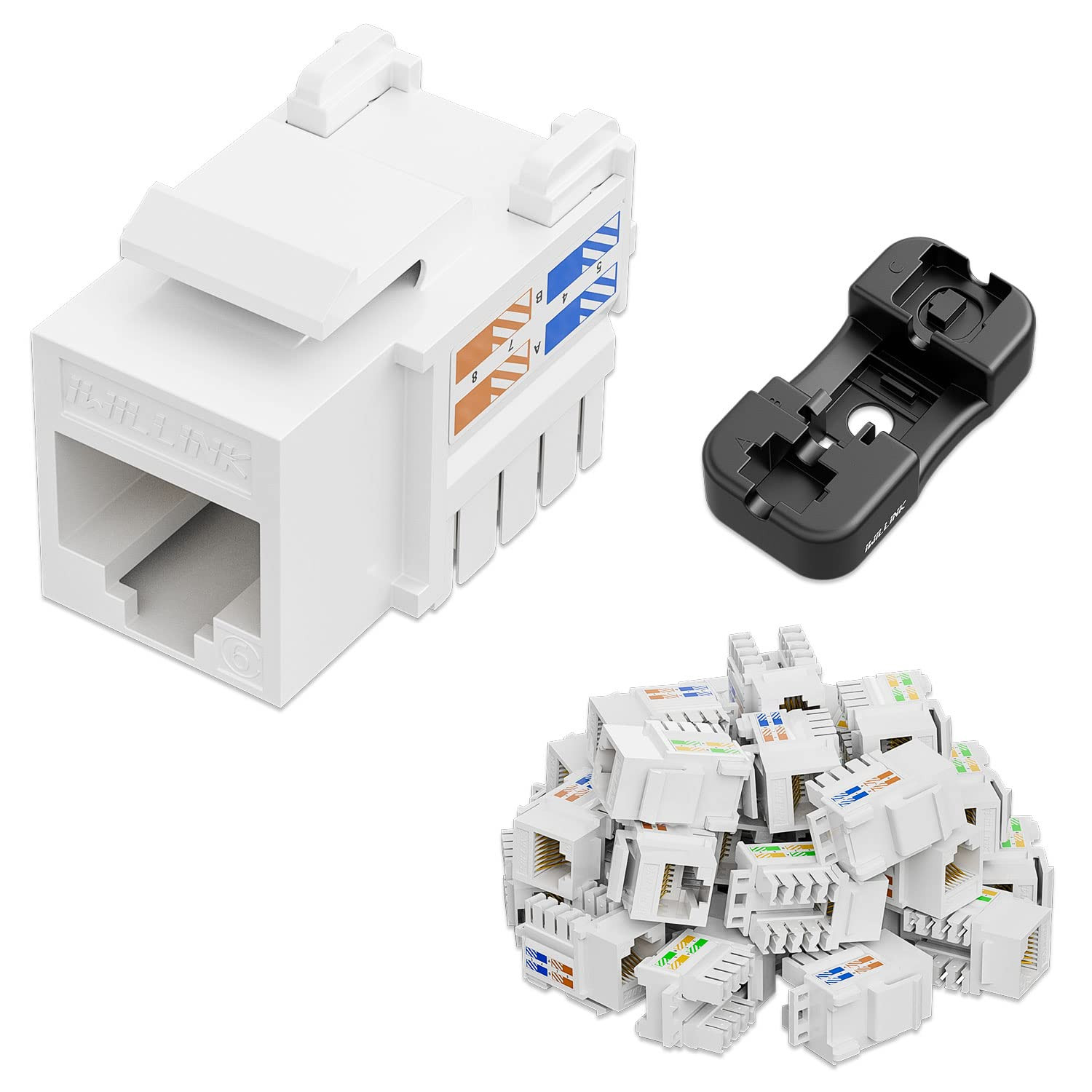 10Gbps Cat6 Keystone Jack, 25-Pack, White