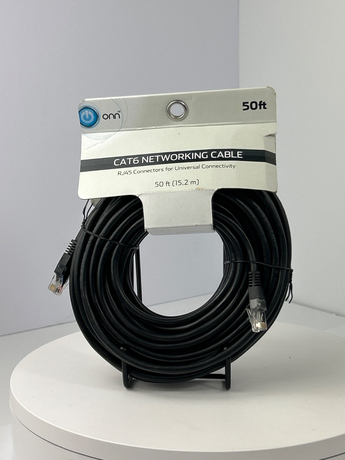 ONN Cat 6 Ethernet Cable 50 Ft-Black High-Speed Long Network Cable RJ45 connects