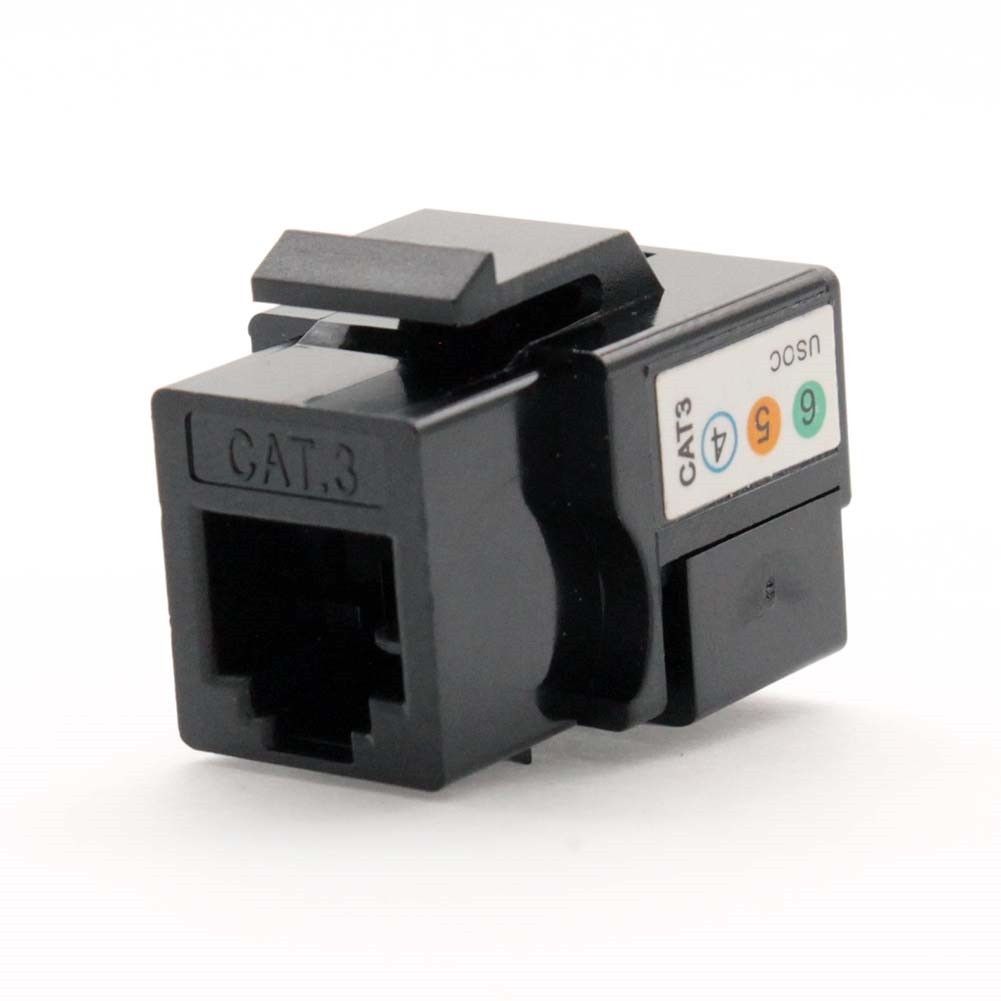 Cat3 RJ11 RJ12 Telephone Phone Line Keystone Jack 110 Punch Down 6P6C Black