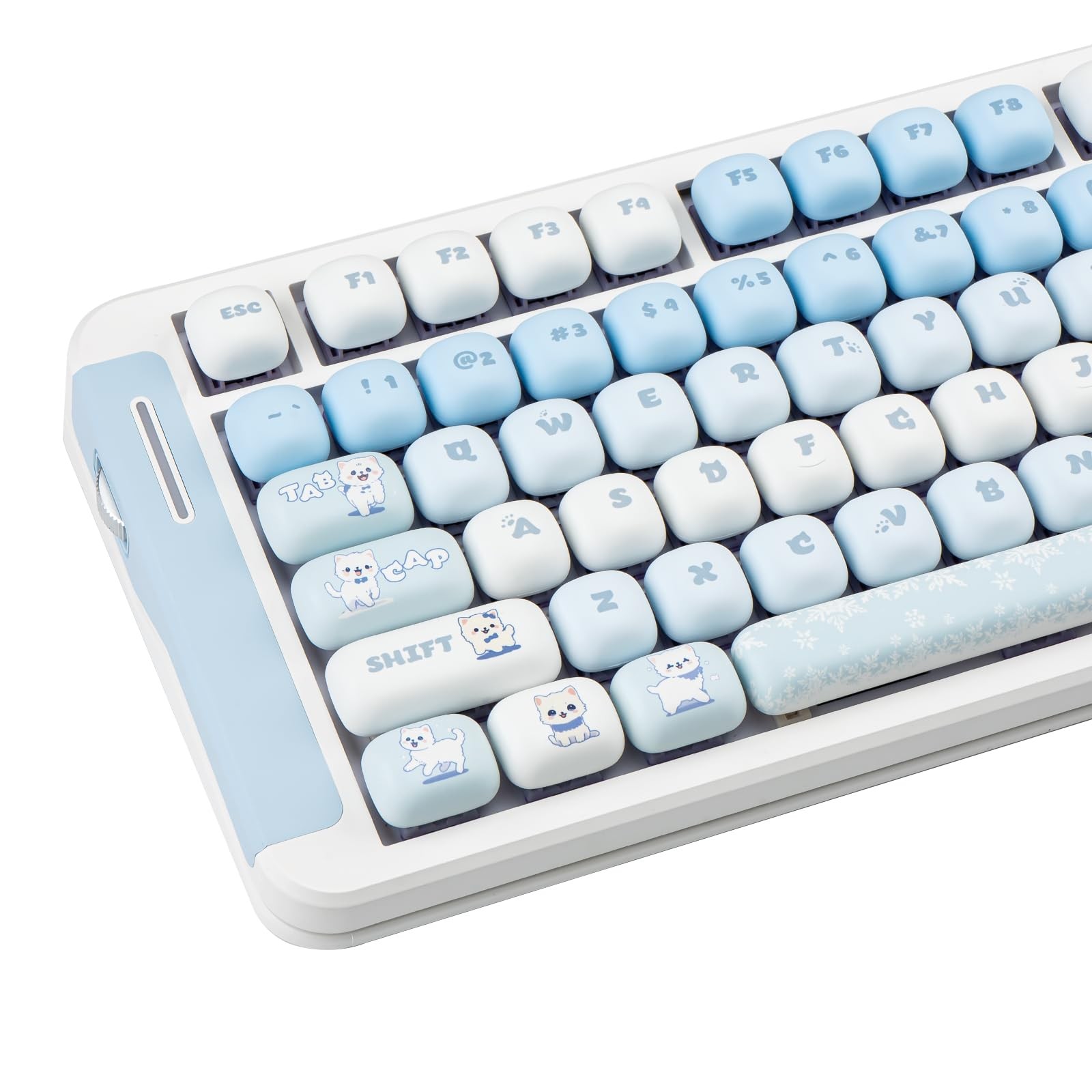 Cute PBT Keycap Set Round MOG Profile Blue Keycaps Durable Keyboard