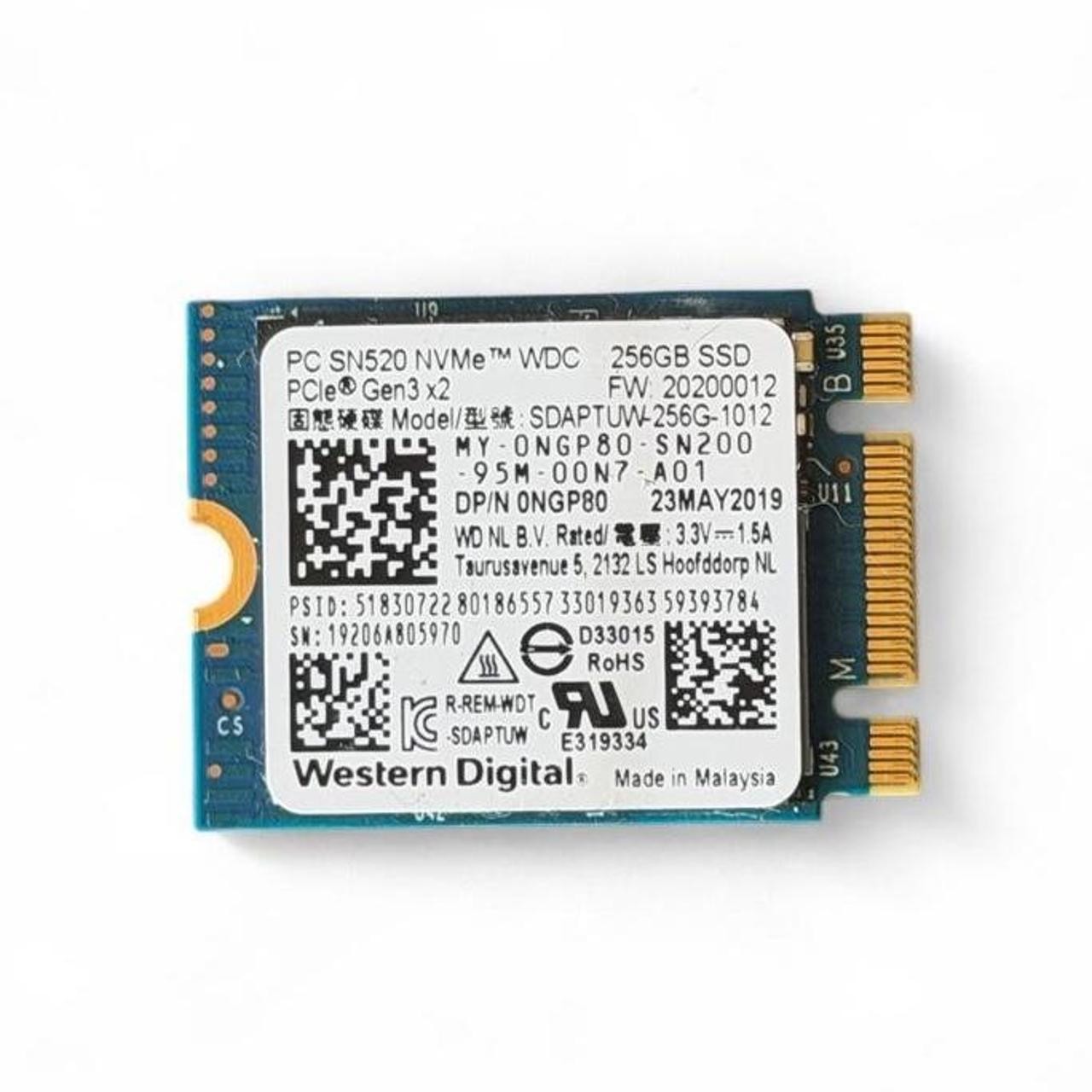 Western Digital PC SN520 256GB M.2 2230 NVMe SSD PCIe Gen3 x2