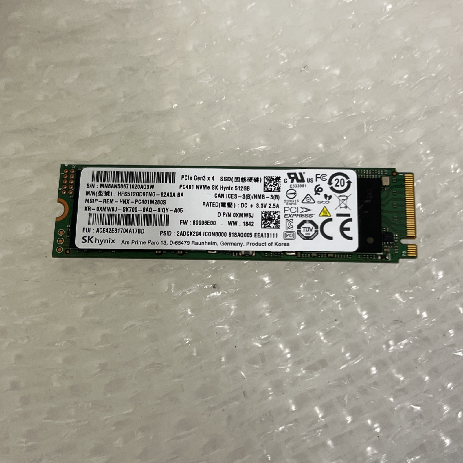 SK Hynix PC601 HFS512GD9TNG 512 GB NVMe 80mm Solid State Drive