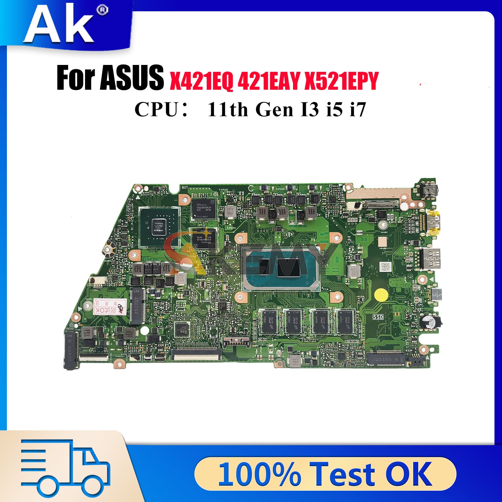 X421EQY Motherboard For ASUS V433E K433E R421E X421EQ S433E Mainboard W/CPU