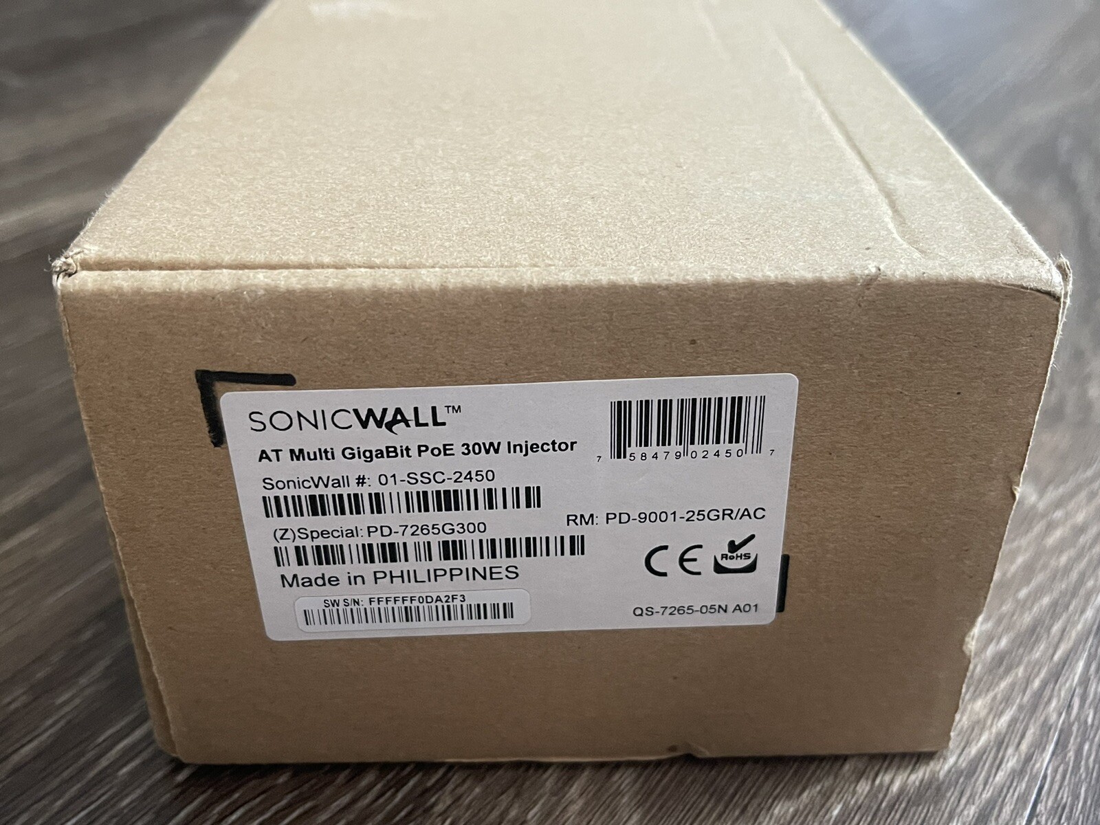 Sonicwall AT Multi GigaBit 802.3at PoE 30W+ Injector (01-SSC-2450) Sonicwave New