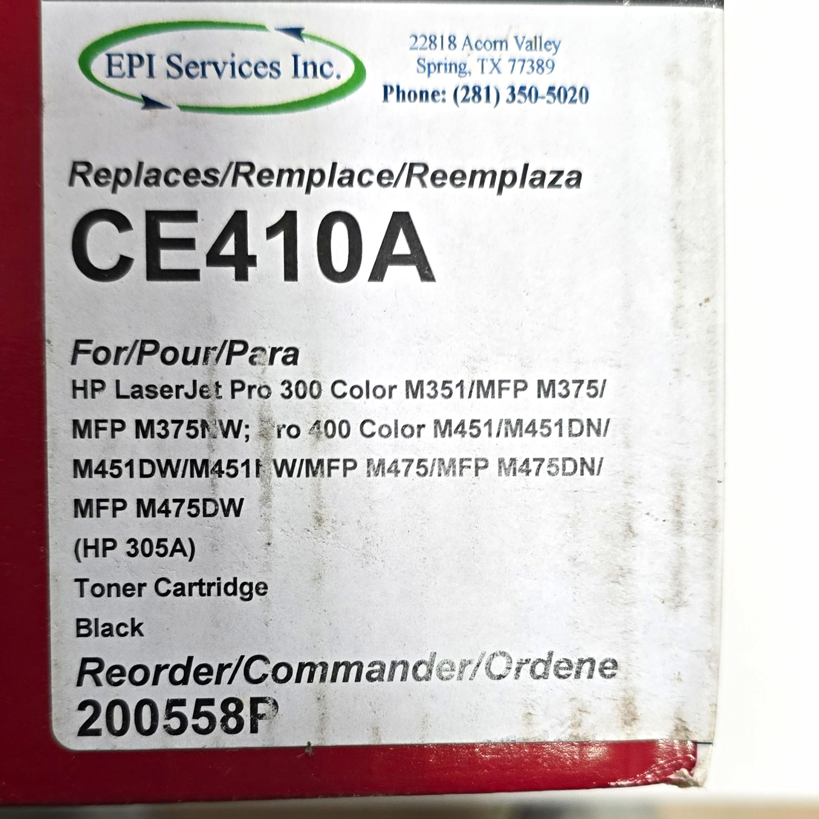 EPI Services Inc Black Laser Compatible Toner CE410A for HP LaserJet Pro M351