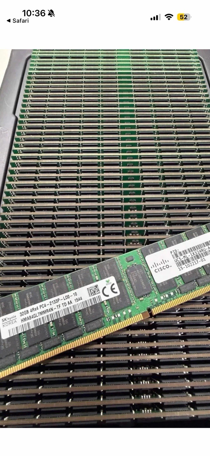 LOT of 100 - HMA84GL7MMR4N-TF 32GB DDR4 PC4-2133 HYNIX ECC LR SERVER MEMORY RAM