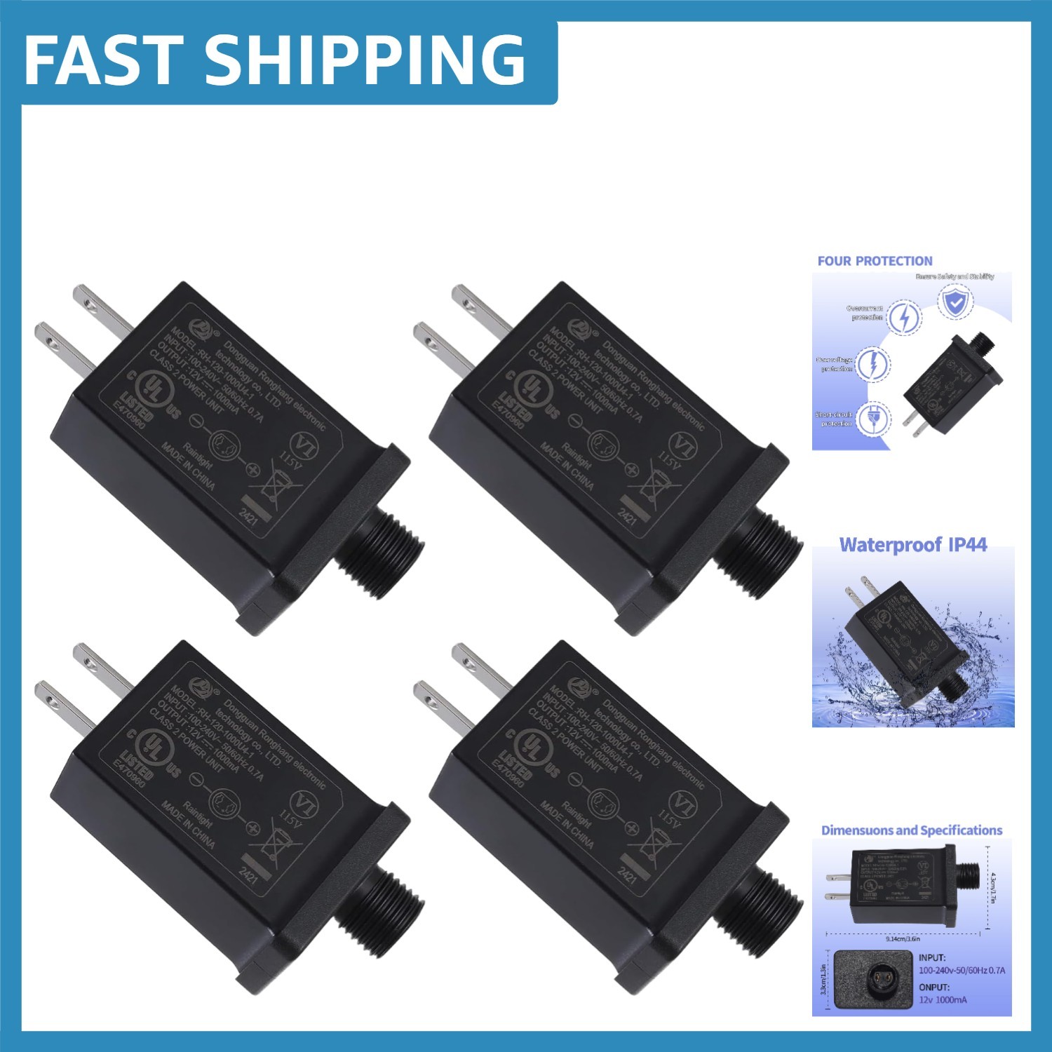 Reliable 12V Power Supply Transformer for Holiday Inflatables – 4 Pack Included