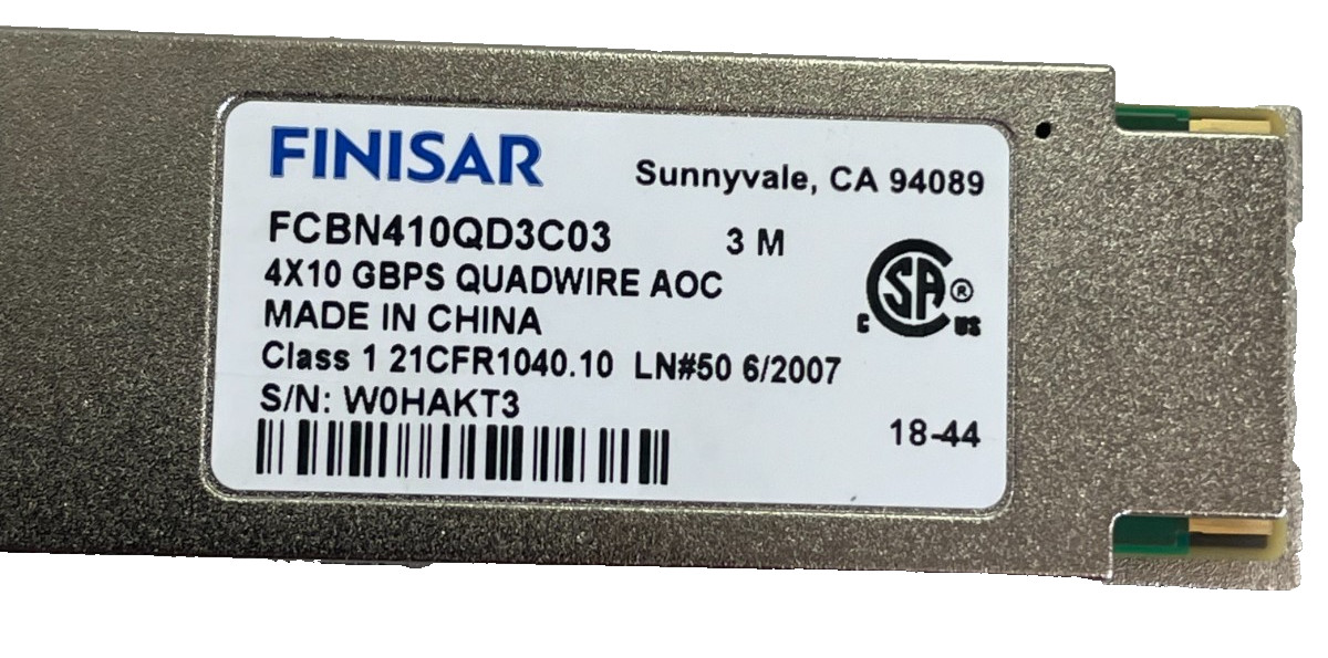 LOT OF 15 Finisar FCBN410QD3C03 40Gb QSFP+ to QSFP+ 3M Active Optical Cables