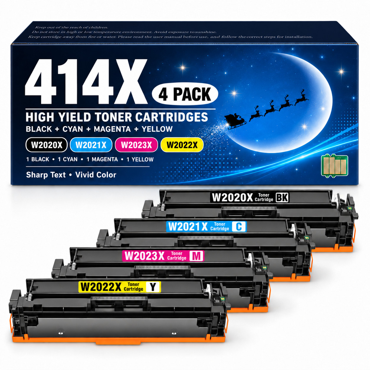 414X Toner Cartridge 4 Pack with Chip for 414X MFP M479fdn M454dn W2020X  414X