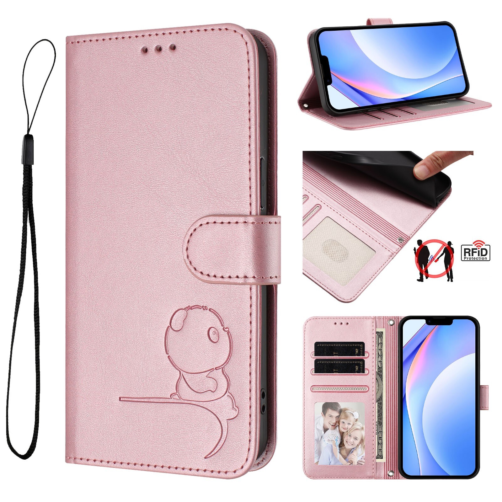 Leather Panda Cat Wallet Cover Case For ZTE Blade A52 A36 A56 A76 Nubia V70 P7
