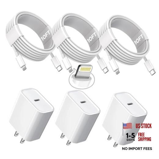 10FT iPhone Fast Charger,3Pack Extra Long[Apple MFi 10FT(3Pack C-L) White