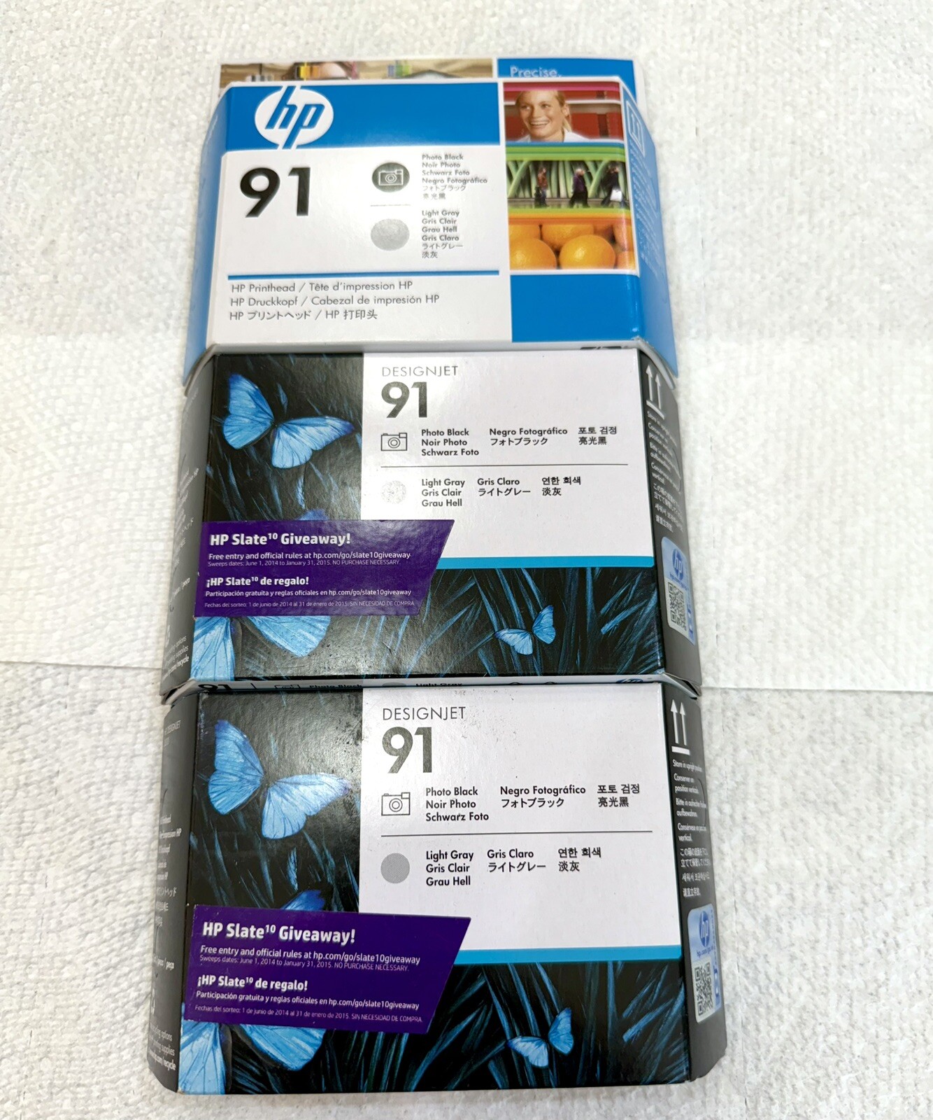 Lot Of 3 GENUINE HP #91 Photo Black/Lt Gray PRINTHEAD C9463A DESIGNJET Z6100
