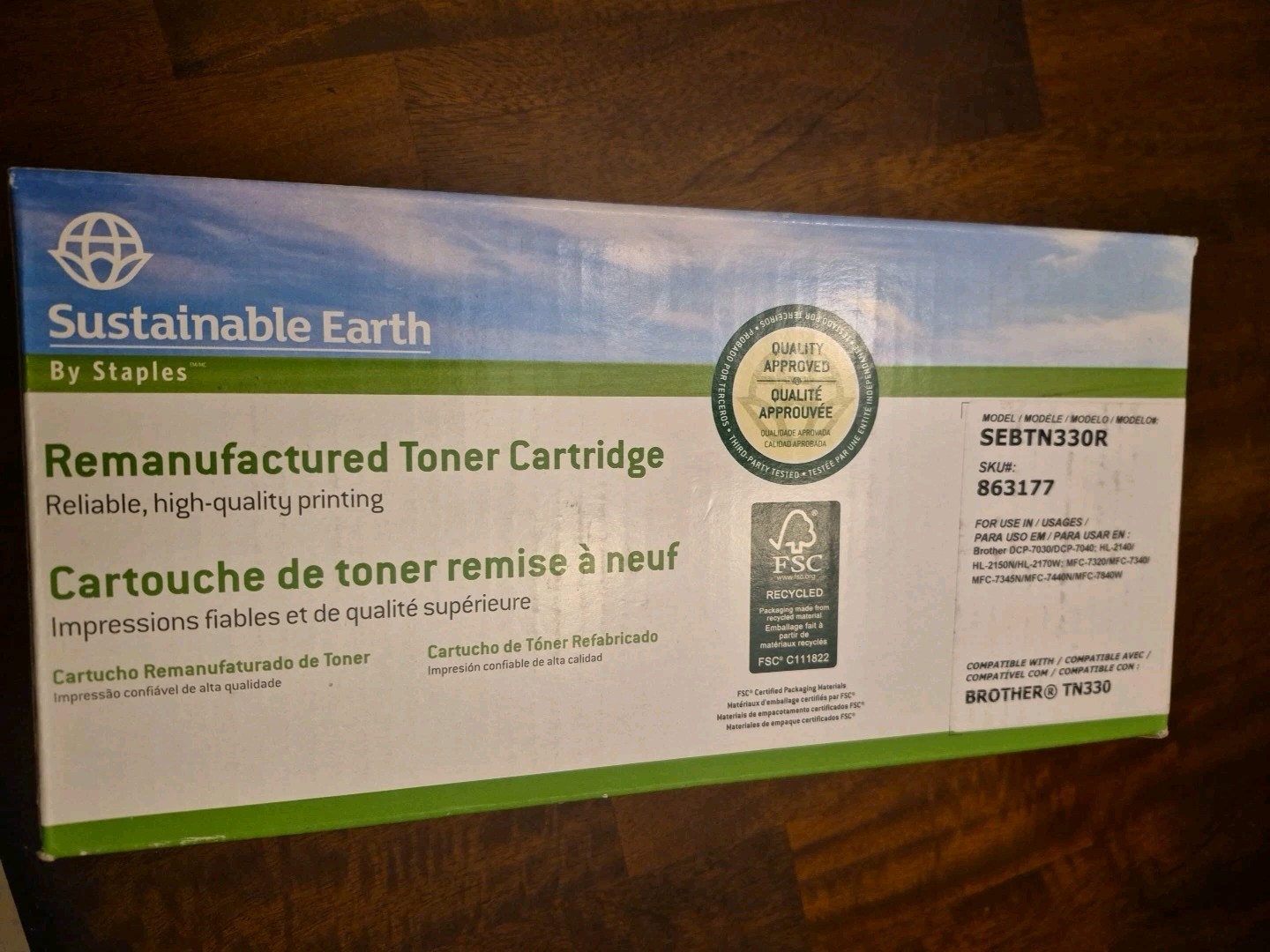 Sustainable Earth Brother TN-330 Toner Cartridge –New & Sealed  HL-2140