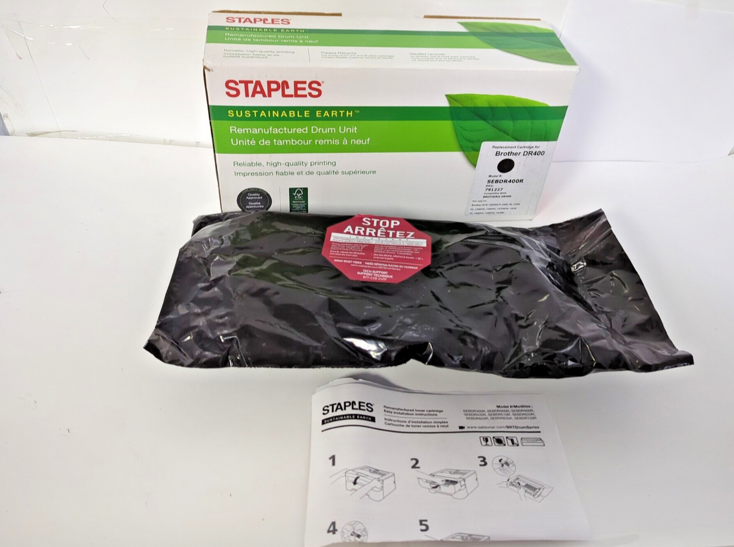 Staples Sustainable Earth Toner Drum Unit SEBDR400R For Brother DR400 Black