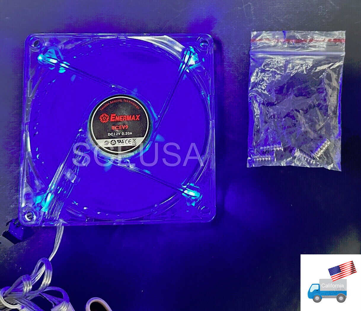 NEW 92mm Blue LED 12V  Desktop PC Case Fan w/ 3pin Power Connector Long Cable