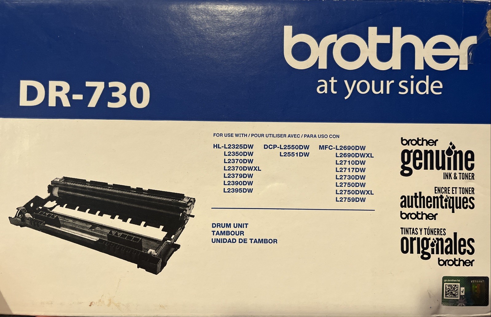Brother Genuine DR-730 Mono Laser Drum Unit DR730 Black. OPEN BOX 