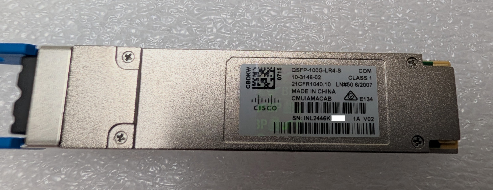 Cisco QSFP-100G-LR4-S V02 HOLOGRAM QSFP Transceiver Module INL Serial 10-3146-02