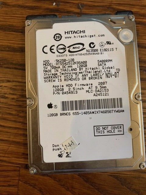 Apple Label Hitachi Travelstar 5K250 120GB 2.5" SATA Macbook HDD (