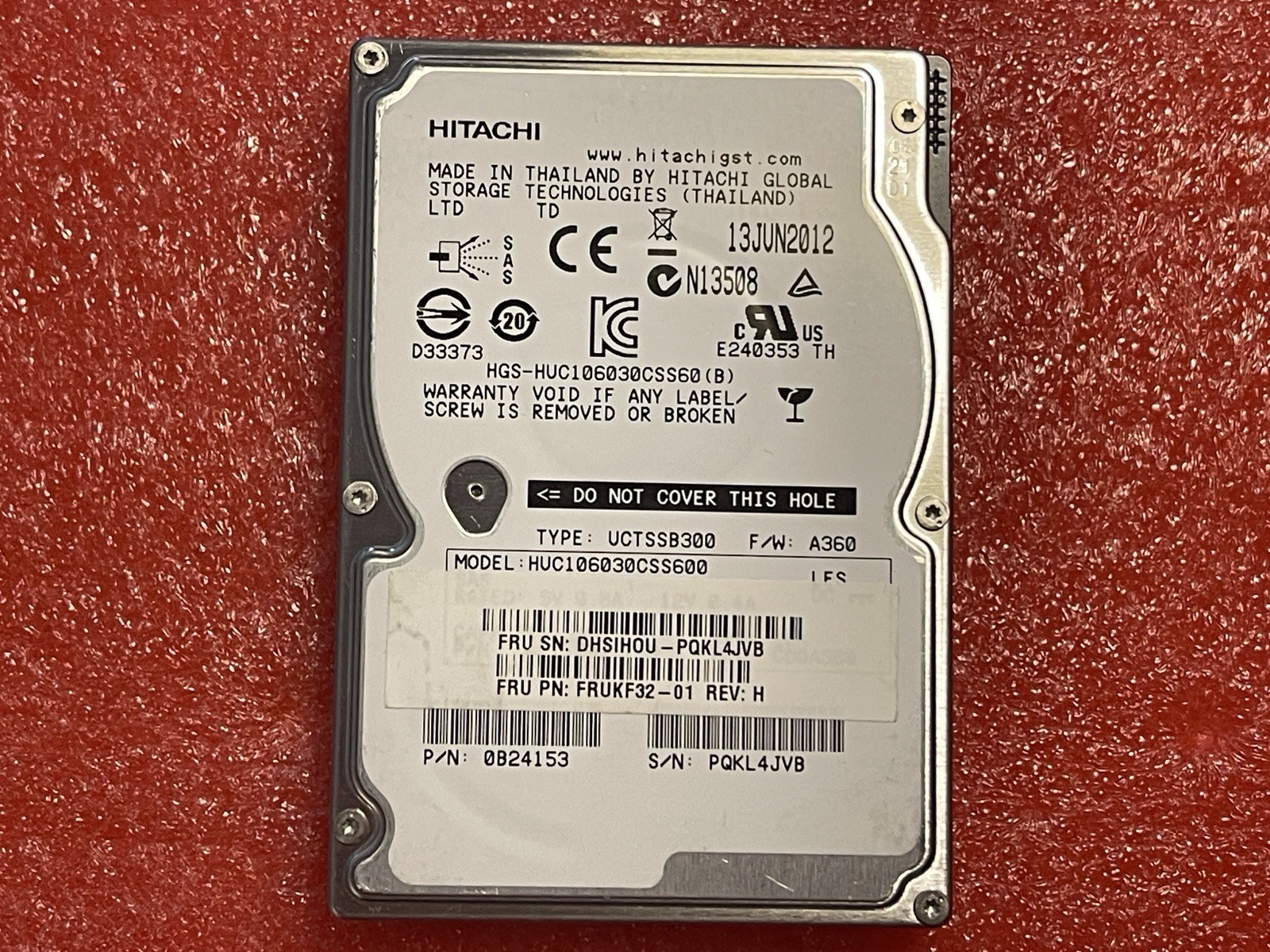 300 GB Hitachi HUC106030CSS600 PN 0B24153 SAS 2.5" FRUKF-32-01 HDD UCTSSB300 SSD