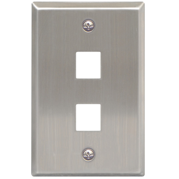 (1-PACK) ICC IC107SF2SS 2-Port 1-Gang Stainless Steel Flat Faceplate. NIB.