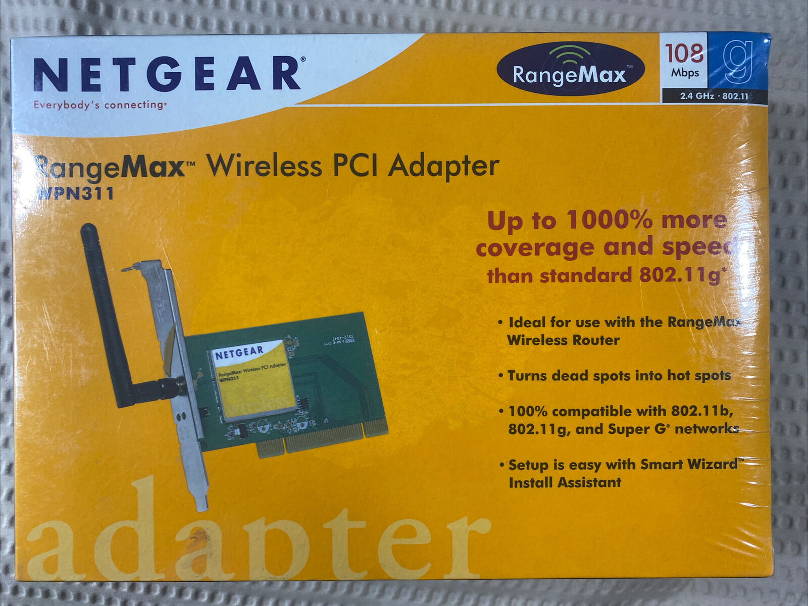 NETGEAR WPN311 RangeMax Wireless PCI Adapter Card PC Wifi 2.4 802.11 SEALED NEW