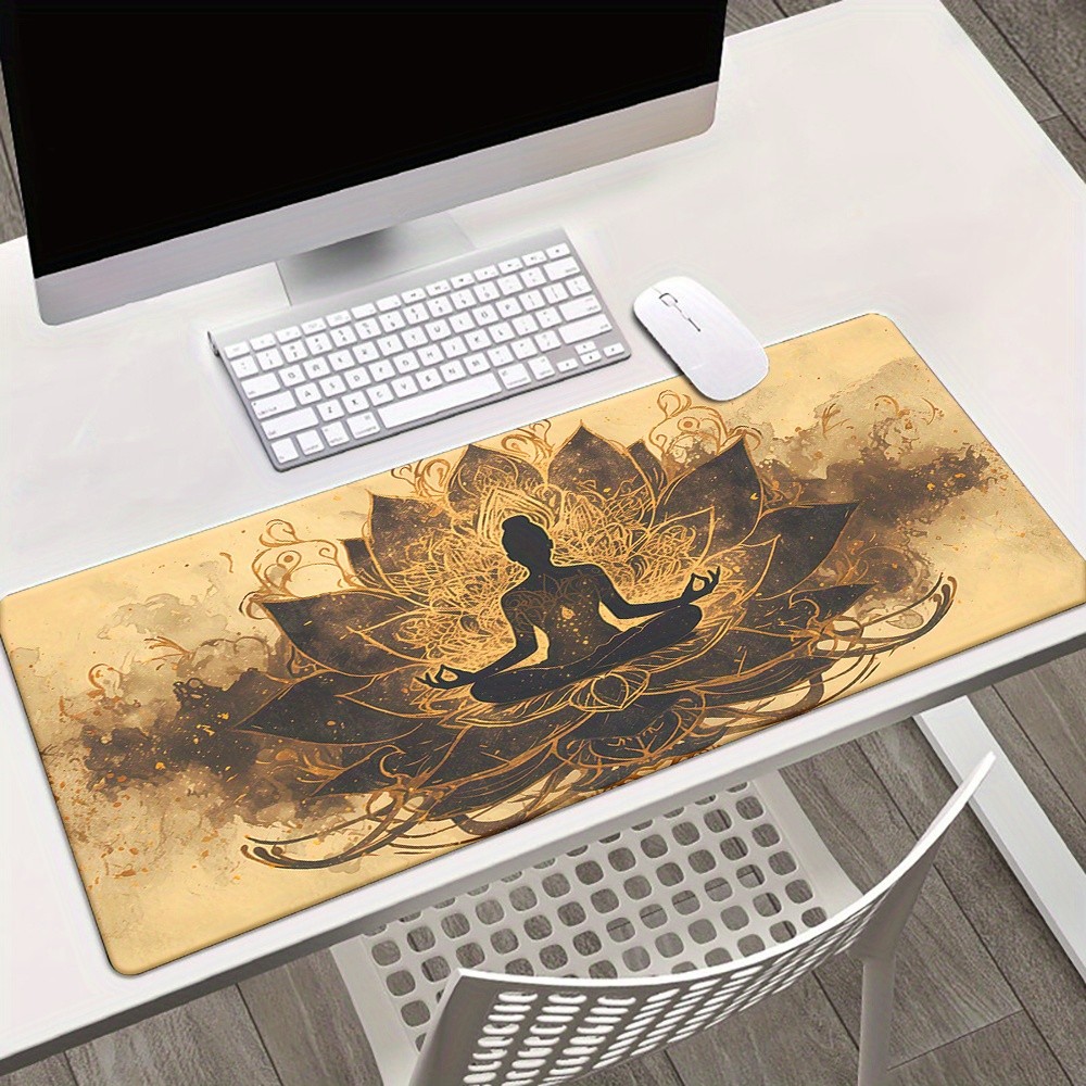 1pc HD Printed Lotus Meditation Pad for Desk, Versatile XXL Mousepad, Gaming M