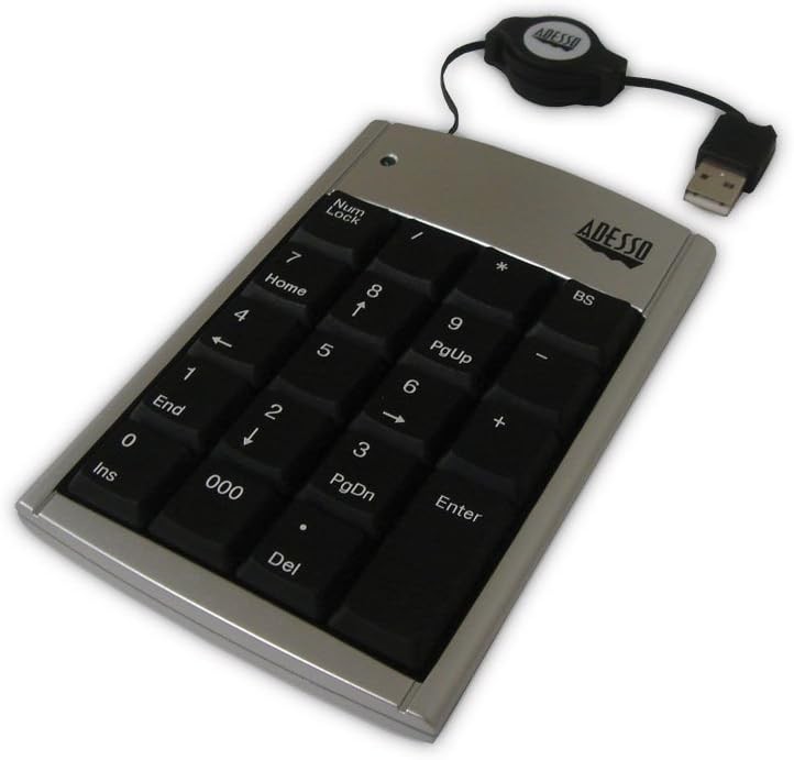 Adesso 19-Key Mobile USB Numeric Keypad w/Retractable Cable (AKP-150)