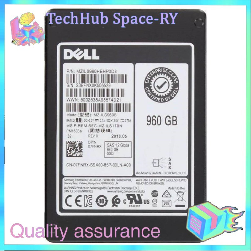 Used Samsung PM1633a 960GB DELL SSD 2.5" SAS 12Gbps MZ-ILS960B MZILS960HEHP0D3