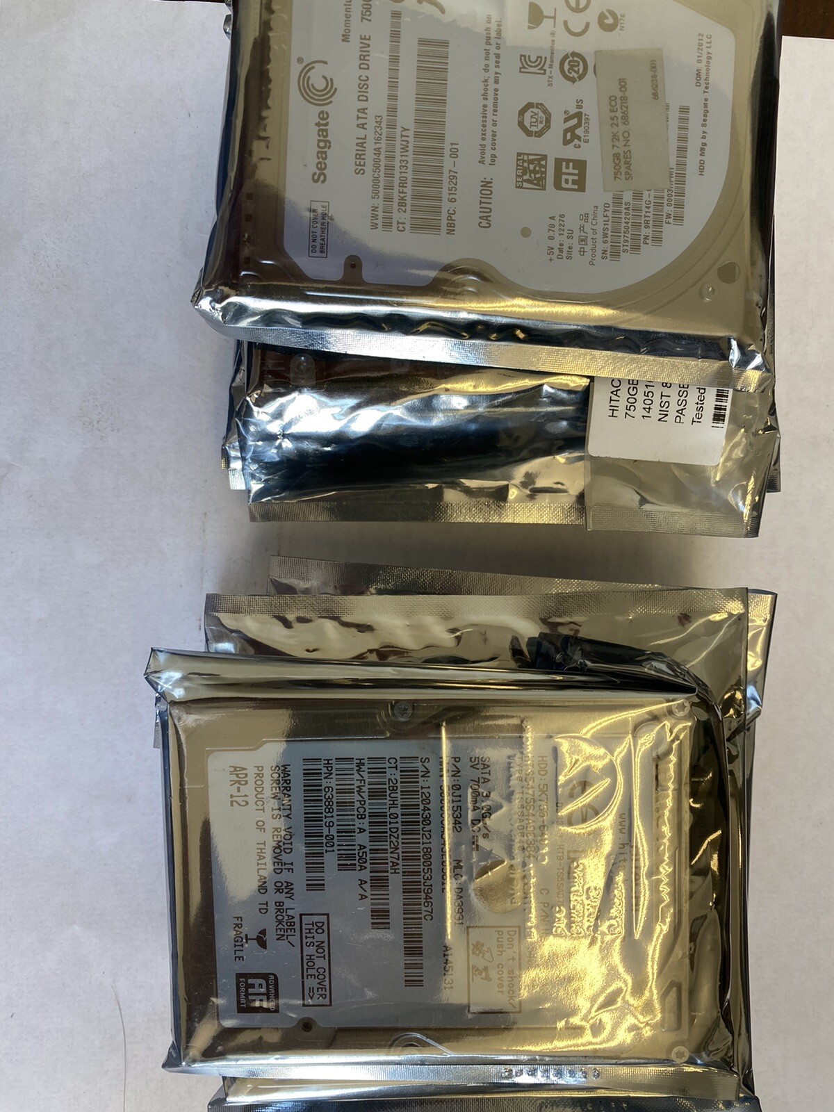 LOT OF 10 750GB 2.5" Laptop SATA Hard Drives Mix Brand Seagate WD Hitachi Tested