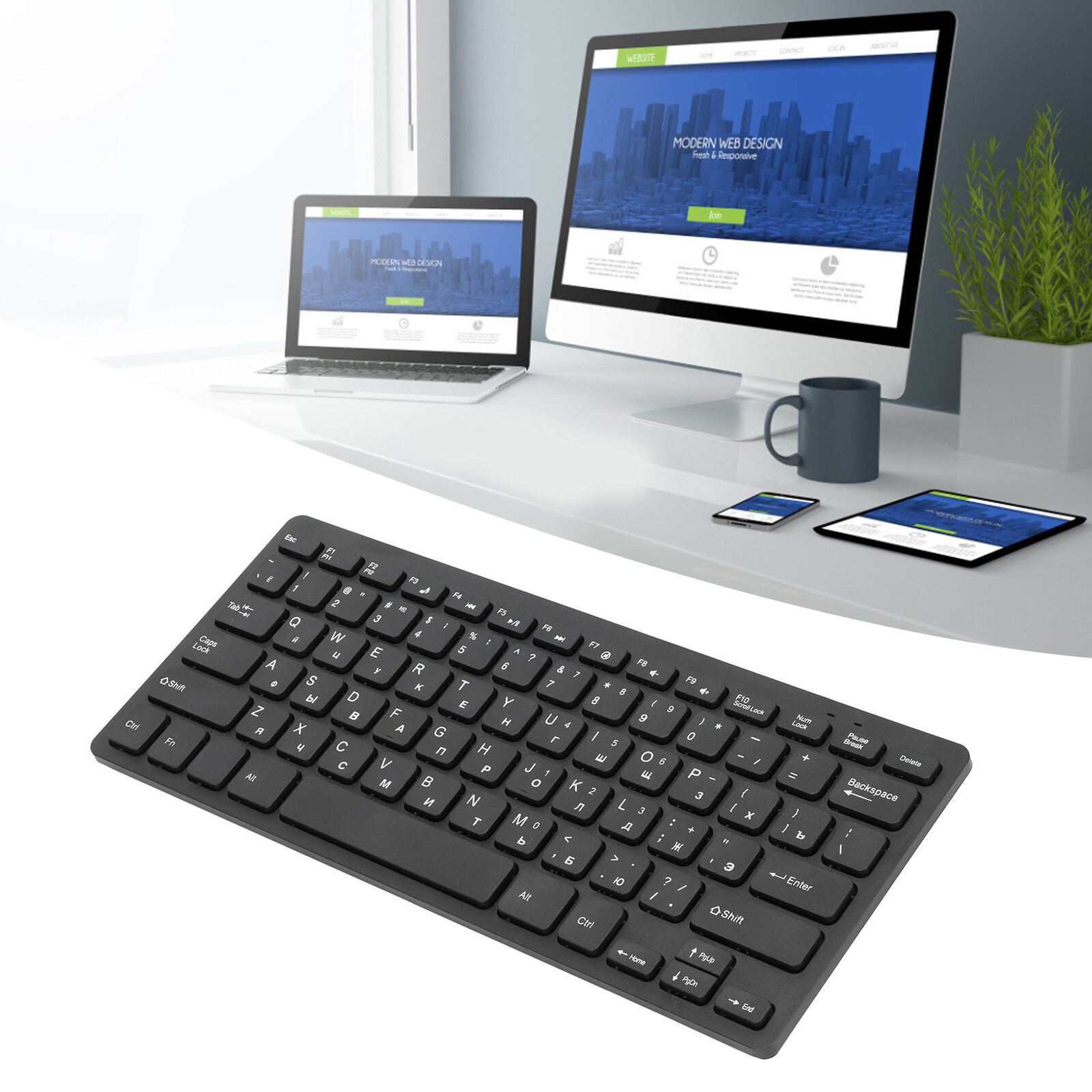 Computer Keyboards Ergonomic Design UltraThin Mini Wired 78 Keys Black
