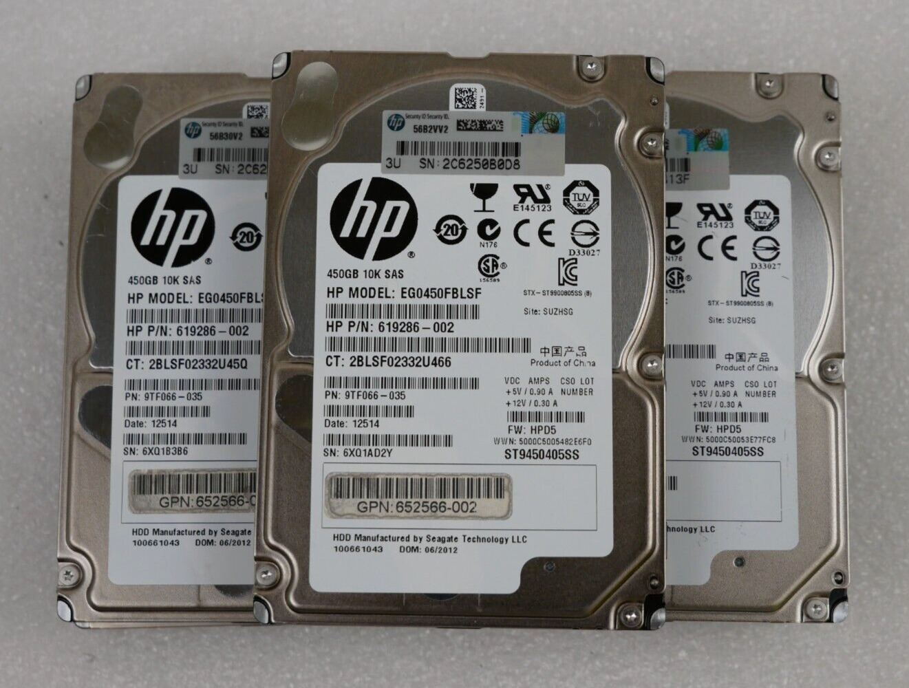 Lot of 5 HP 619286-002 ST9450405SS 450GB 10K 6G SAS 2.5